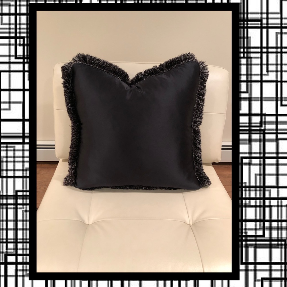 Black silky throw pillow